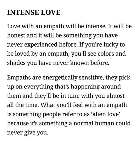 Empaths need other empaths to be truly happy in a relationship. Empath Traits, Empath Abilities, Empathy Quotes, Intuitive Empath, An Empath, Intense Love, Infj Personality, Mental And Emotional Health, New Energy