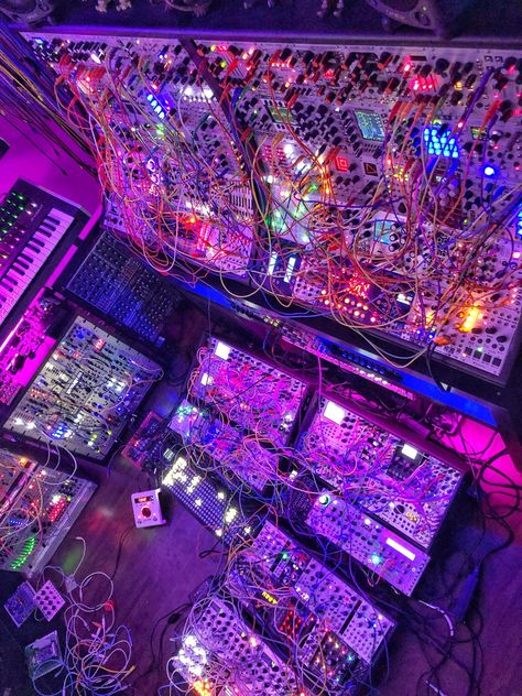 Modular Synth Culture Exhibition, Dj System, Music Studio Room, Cyberpunk Aesthetic, Home Studio Music, Studio Gear, Control Panels, Gaming Room Setup, Studio Setup