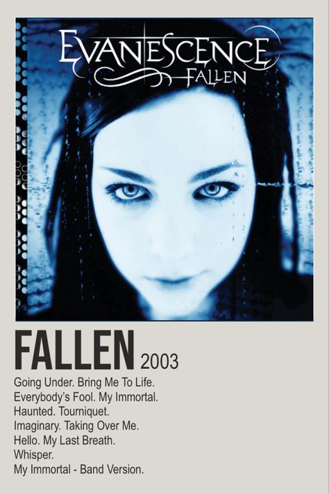 Evanescence Fallen Album Cover, Evansence Album Cover, Evenessence Album Cover, Music Album Covers Rock, Evenscence Poster, Evenessence Poster, Alternative Minimalist Album Covers Rock, Album Cover Wall Decor, Minimalist Polaroid Poster