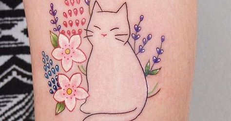 Cat Outline Tattoo, Kitty Tattoos, Cute Cat Tattoo, Tattoo Magazine, Cat Tattoo Designs, Tattoo Girls, Cute Tattoos For Women, Tattoo Life, Tattoo Blog