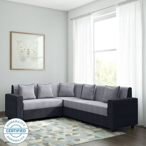 Living Room Color Combination, L Shape Sofa Set, Room Color Combination, Grey Corner Sofa, Shree Shyam, Corner Sofa Design, Corner Sofa Set, Interior Colour, Set Designs