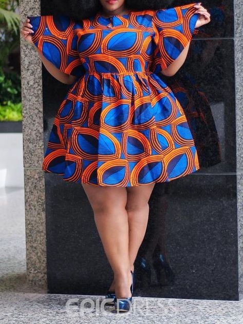 Ericdress Plus Size African Fashion Round Neck Above Knee Print A-Line Dress | Ankara dress designs, African fashion, South african traditional dresses Plus Size African Fashion, Ankara Dress Designs, Moda Afro, Ankara Dress Styles, Ladies Day Dresses, Short African Dresses, African Fashion Skirts, Printed Short Dresses, Look Plus Size