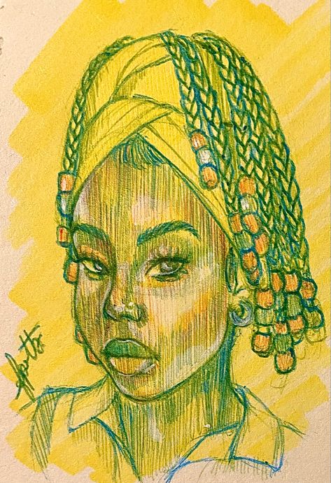 Afro Sketch Black Art Drawings, Girlhood Painting, Black Art Drawings, Afro Sketch, Earthy Hair, Hair Drawings, Vinyl Art Paint, Hippie Painting, Black Art Painting