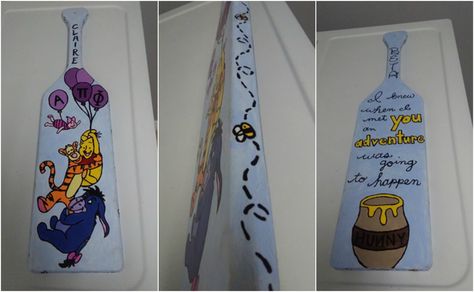 Winnie the Pooh themed sorority paddle that I made for my roommate and good friend who is in a different sorority. Omega Sigma Chi ♥'s Alpha Pi Phi Winnie The Pooh Sorority Paddle, 21 Paddle, Paddle Designs, Big Little Paddles, Big/little Baskets, Paddle Ideas, Alpha Phi Omega, Sorority Ideas, Winnie The Pooh Themes