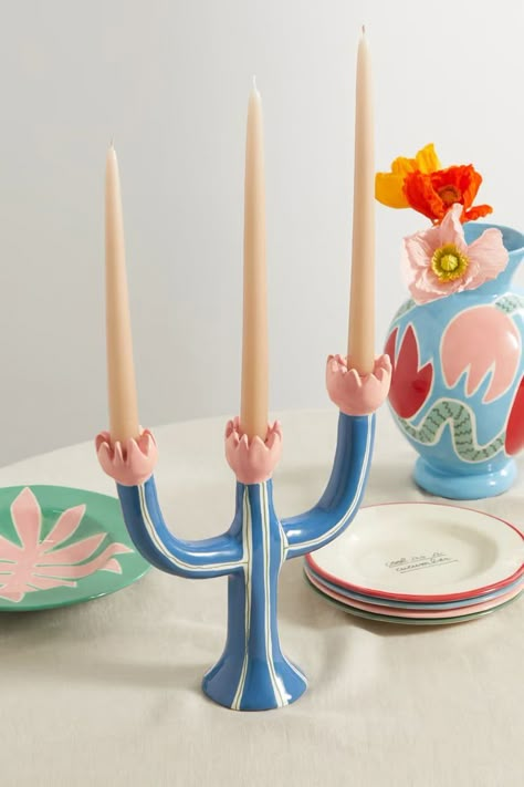 Tulip Candle Holder, Whimsical Ceramics, Fun Ceramics, Colorful Tablescapes, Cool Ceramics, Candle Holder Ceramic, Hand Built Ceramics, Stick Decor, Twisted Candles