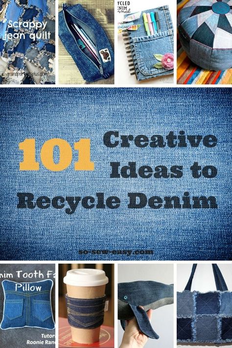 101 Creative Ideas to Recycle Denim Jeans http://so-sew-easy.com/101-creative-ideas-recycle-denim-jeans/?utm_campaign=coschedule&utm_source=pinterest&utm_medium=So%20Sew%20Easy&utm_content=101%20Creative%20Ideas%20to%20Recycle%20Denim%20Jeans #sewingdenim #soseweasy #atsoseweasy #sewing #sewingtips #sewingtutorials Repurpose Denim, Återvinna Jeans, Artisanats Denim, Jean Diy, Recyceltes Denim, Jean Quilt, Denim Crafts Diy, Repurposed Denim, Diy Jeans