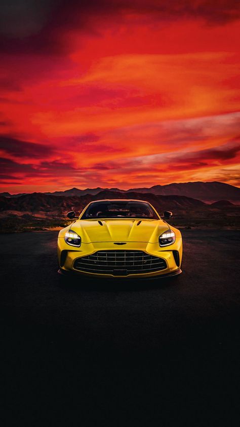 Aston Martin Vantage 2024, Aston Martin Vantage Wallpapers, Yellow Cars, Wallpaper Car, Sunset Yellow, Aston Martin V8, Aston Martin Vantage, Vintage Sunset, Vroom Vroom