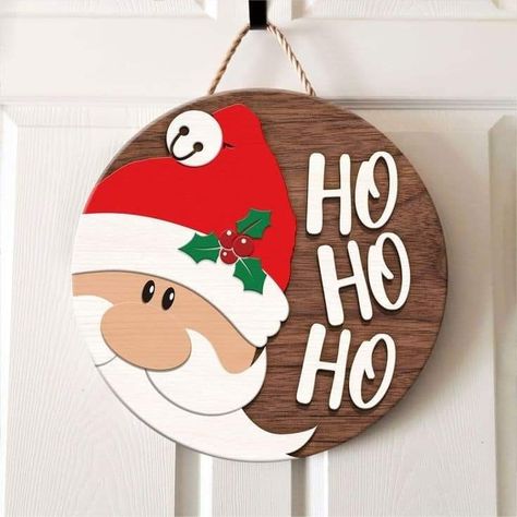 Christmas Door Sign, Laser Cut Decor, Wooden Christmas Crafts, Wooden Signs Diy, Christmas Signs Wood, Christmas Door Hanger, Family Crafts, Holiday Crafts Christmas, Cream Yellow