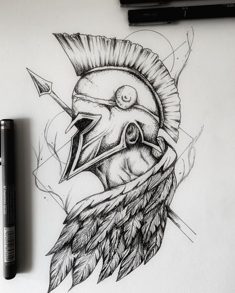 Sparta Tattoo, Tato Maori, Watercolor Tattoo Ideas, Gladiator Tattoo, Spartan Tattoo, Conceptual Artwork, Full Sleeve Tattoo Design, Greek Mythology Tattoos, Clever Tattoos