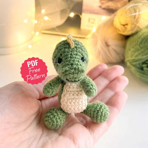 Amigurumi Baby Dinosaur Free Crochet PDF Pattern - Amigurumi Crochet Dinosaur Pattern Free, Amigurumi Dinosaur, Crochet Dinosaur Patterns, Crochet Dragon Pattern, Crochet Disney, Baby Dinosaur, Crochet Dinosaur, Pola Amigurumi, Crochet Dragon