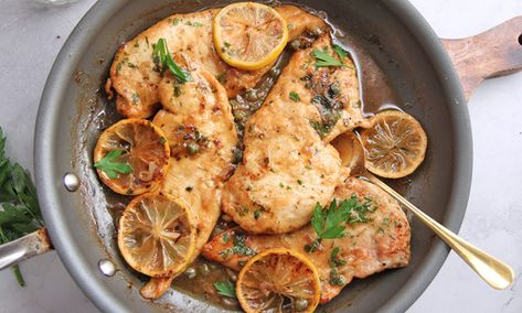 Laura Vitale Recipes, Easy Chicken Piccata Recipe, Pumpkin Pull Apart Bread, Easy Chicken Piccata, Laura In The Kitchen, Laura Vitale, Chocolate Ganache Tart, Piccata Recipe, Chicken Piccata Recipe