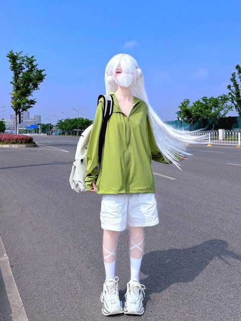 Korean Cosplay, Douyin Fashion, Kawaii Outfit Ideas, Egirl Style, Long White Hair, Easy Trendy Outfits, Cute Cosplay, Cute Celebrity Guys, 인물 사진