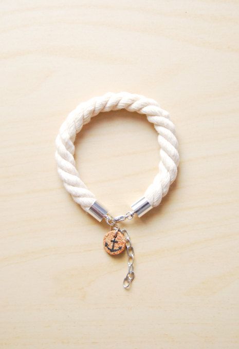 Subtle SAILORETTE Nautical Rope Bracelet with by AmprisLoves, $21.00 Beach Bridesmaid, Rings Wire, Wrapping Tutorial, Ankle Bracelets Diy, Necklace Rope, Wrapped Rings, Cotton Anniversary Gifts, Anchor Charm, Rope Jewelry