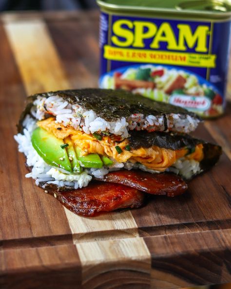 SPAM Musubi with the TikTok Viral Wrap Hack | Indulgent Eats - Dining, Recipes & Travel Filipino Lechon, Spam Sushi, Spam Musubi Recipe, Musubi Recipe, Lechon Kawali, Spam Recipes, Sushi Bake, No Carbs, Spam Musubi