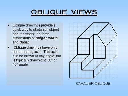 OBLIQUE VIEWS Oblique drawings provide a quick way to sketch an object and represent the three dimensions of height, width and depth. Oblique drawings.> Oblique Drawing Exercises, Oblique Projection Drawing, Oblique Drawing, Drawing Circles, Orthographic Projection, Graphics Drawing, Object Drawing, Drawing Exercises, Interior Designing