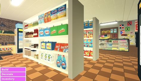 Bloxburg Supermarket, Bloxburg Business, Bloxburg Town Layout Small Plot, Interior Bloxburg, Small Restaurant Ideas, Bloxburg City, Bloxburg Rooms, Bloxburg Building, Bloxburg Town