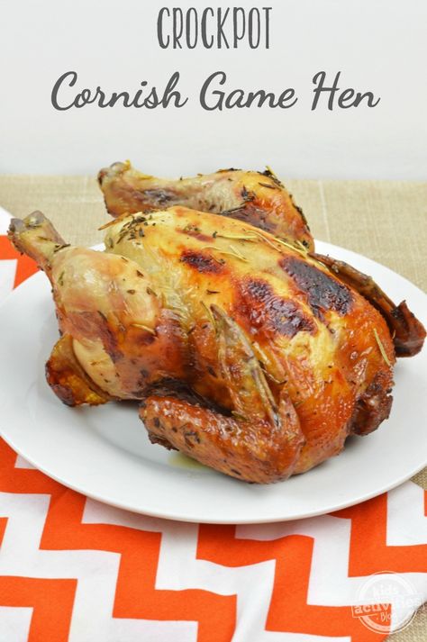 Easy Crockpot Cornish Game Hen Recipe Kids Activities Blog Cornish Game Hen Recipes Crockpot, Cornish Hen Crock Pot Recipe, Dinner Ides, Hen Recipes, Cornish Game Hen Recipes, Szechuan Recipes, Cornish Hen Recipe, Spagetti Recipe, Delicious Crockpot Recipes