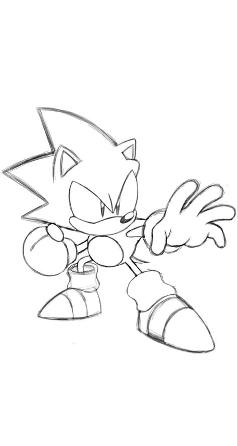 Sonic Pencil Drawing, Classic Sonic Sketch, Sonic The Hedgehog Drawing Reference, Sonic The Hedgehog Drawing Sketch, Video Game Sketches, Shadow Sonic Drawing, Sonic Sketch Art, How To Draw Sonic The Hedgehog, Classic Sonic Fan Art