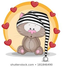 Lekker Doeks, Nag Boodskappies, Cute Brown Cat, Cat With Hearts, Goodnight Wishes, Emoji Valentines, Lekker Slaap, Blue Nose Friends, Goodnight Quotes