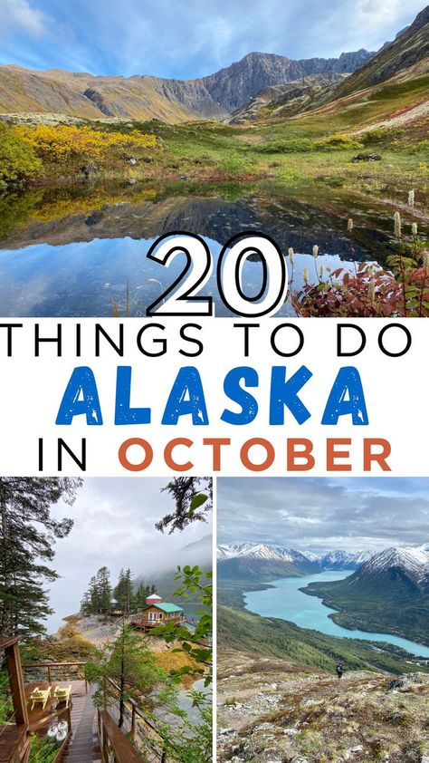 In October, Alaska is dressed in fall colors, making it a great time to enjoy the fall season. But by the end of the month, the leaves have fallen and winter is on its way.

If you’re considering an October trip to Alaska, this guide will tell you everything you need to know to decide if this is a good time to visit. I've included information about the weather, daylight hours, events, what to pack and wear, and some of my favorite things to do in Alaska in October. Alaska In October, Alaska In September, What To Wear In Fall, Alaska Cruise Packing, October Weather, Alaska Road Trip, Trip To Alaska, Yukon Canada, Kenai Peninsula