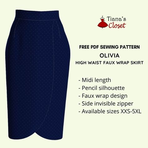 Paper To Print, New Dress Pattern, Wrap Skirt Pattern, Ladies Skirts, Pencil Skirt Pattern, Free Pdf Sewing Patterns, Easy Face Mask Diy, Save The Earth, Free Pdf Pattern