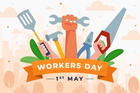 Flat labour day background | Free Vector #Freepik #freevector #labour-day #international-labour-day #labor #labour Workers Day, Day Background, May Day, Backgrounds Free, Labour, Churchill, Peta, Jakarta, Labour Day