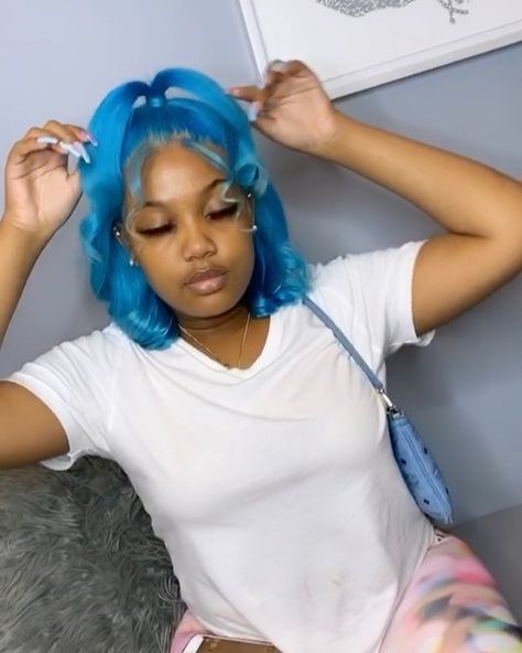 Half Up Half Down Frontal Bob, Color Half Up Half Down Weave, Blue Frontal Bob, Cute Short Weave Hairstyles, Bob Lace Front Wigs Styles, Half Up Half Down Hair Bob, Short Half Up Half Down, Bob Half Up Half Down Black Women, Bob Half Up Half Down