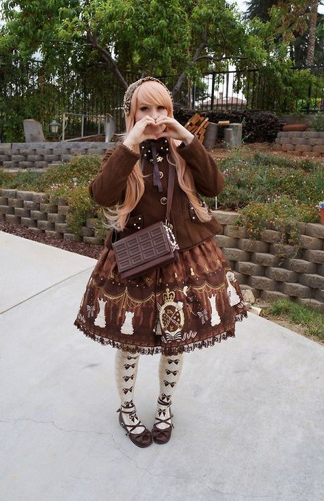 Chocogirl Outfits, Choco Outfits, Kei Fashion, Lolita Outfits, Pink Chocolate, Sweet Lolita, Japanese Street Fashion, J Fashion, Lolita Dress