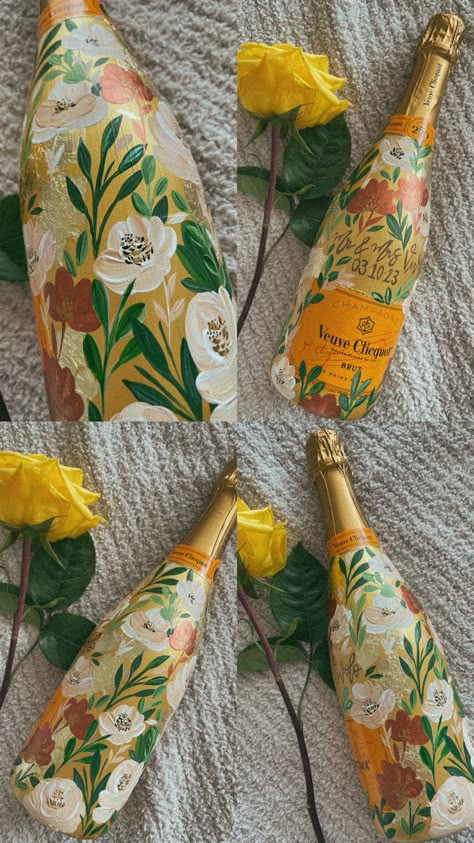 Custom Veuve Bottle, Veuve Painted Bottle, Custom Painted Champagne Bottle, Bride Champagne Bottle, Painted Veuve Bottle, Champagne Bottle Decoration, Painted Champagne Bottles, Painted Champagne Bottle, Custom Champagne Bottle