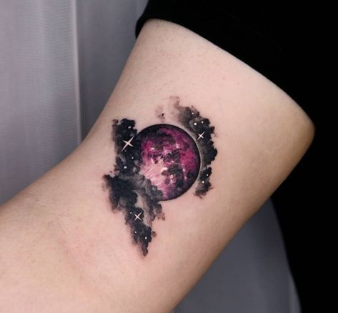 Black Cloud Tattoo, Circle Tattoos, Planet Tattoos, Galaxy Tattoo, Cloud Tattoo, 4 Tattoo, Gorgeous Tattoos, Tatuaje A Color, Up Tattoos