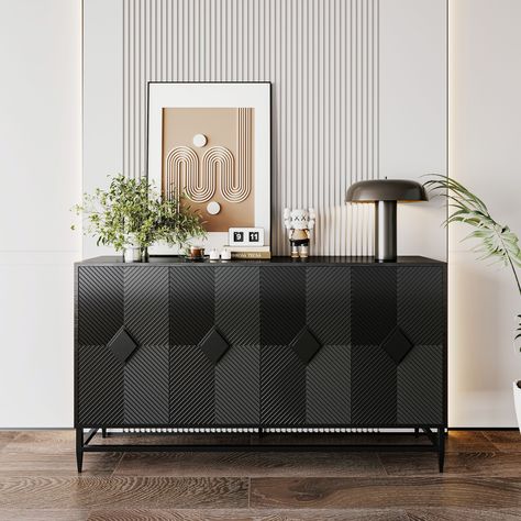 Faster shipping. Better service Sideboard Buffet Modern, Black Entryway Table, Entryway Table With Storage, Cabinet For Living Room, Server Cabinet, Black Interior Doors, Wooden Storage Cabinet, Sleek Furniture, Houzz Decor