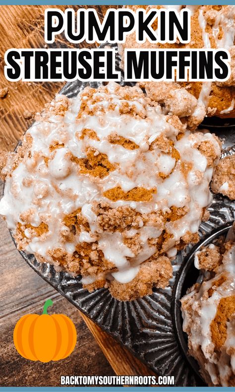 Fall Flavored Muffins, Easy Pumpkin Muffin Recipes, Pumpkin Snickerdoodle Muffins, Pumpkin Muffins With Spice Cake, Muffins With Icing, Pumpkin Carrot Muffins, Vegan Twix Bars, Streusel Topping For Muffins, Muffin Top Recipes