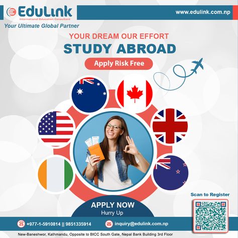 Study Aroad, Dream, Education, KLnowledge, Global Partner Abroad Study, Education Consultant, Bank Building, South Gate, Banks Building, Educational Consultant, Personal Goals, To Study, Study Abroad