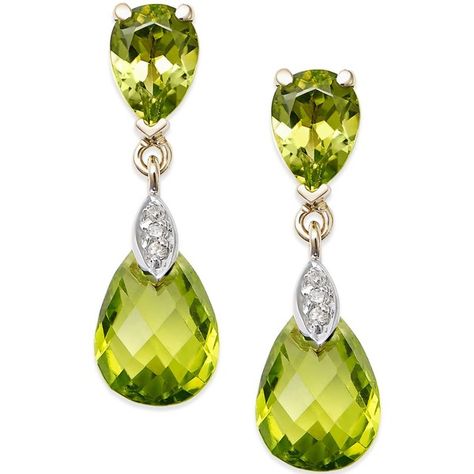 Peridot (6 ct. t.w.) and Diamond Accent Drop Earrings in 14k Gold ($286) ❤ liked on Polyvore featuring jewelry, earrings, brinco, yellow gold, gold jewelry, 14 karat gold earrings, yellow gold peridot earrings, gold drop earrings and yellow gold earrings Peridot Jewelry, Peridot Earrings, Fantasy Closet, Sparkling Diamond, Gorgeous Jewelry, Exquisite Jewelry, Sparkle Diamonds, Pear Cut, Birthstone