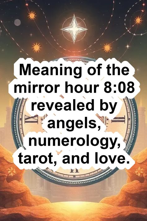 Discover the meaning of the mirror hour 8:08: messages from the angels, interpretations in numerology, tarot, and love. Dive into a mystical universe where every coincidence reveals essential messages for your life. Numerology Tarot, Love Dive, The Meaning, The Mirror, Meant To Be, Universe, Angel, Mirror