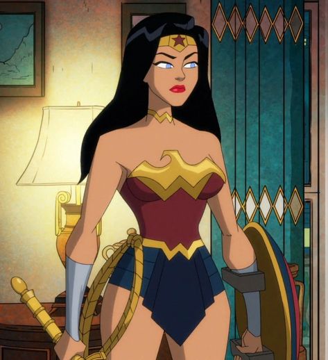 #wonder woman #diana prince #dc #dc comics #comic #comic book #villain #hero #anti hero #bad #good #wallpaper #profile icon #character #animated series #animation Anime Wonder Woman, Wonder Woman Short Hair, Wonder Woman Muscles, Wonder Woman Animated, Wonder Woman Cartoon, Wonder Woman Halloween, Wonder Woman Comics, Dc Cartoon, Wonder Woman Dc Comics