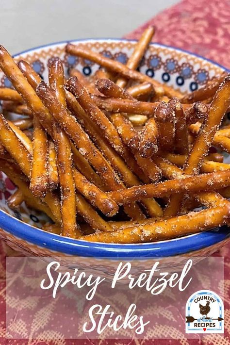 If you like Dot’s Pretzel Twists, you’re going to love this recipe for Spicy Pretzel Sticks. They are easy to make and full of flavor. A little spice, a pinch of tang, and a touch heat. Oh my! #spicypretzelsticks #spicypretzels #pretzelsticks #dotshomestylepretzels #snydersdippingsticks #aldipretzels #snacks #pretzels #ranchdressingmix #smokedpaprika #makeyourown #diyfoods #countryatheartrecipes https://countryatheartrecipes.com/2023/02/spicy-pretzel-sticks/ Seasoned Pretzel Sticks, Dot Pretzels Copycat, Orville Redenbacher Pretzels, Sweet And Spicy Pretzels Recipe, Spicy Pretzel Recipe Ranch, Seasoned Pretzels Spicy, Spiced Pretzel Recipe, Spicy Pretzels Ranch, Spicy Snacks Recipes Easy