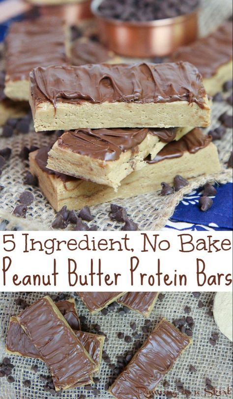 No Bake Homemade Peanut Butter Protein Bars recipe Diet Vegetarian Recipes, Simple Bars, Low Carb Clean Eating, Protein Bars Recipe, Oatmeal Peanut Butter, Peanut Butter Protein Bars, Protein Bars Homemade, No Bake Peanut Butter, Healthy Protein Snacks