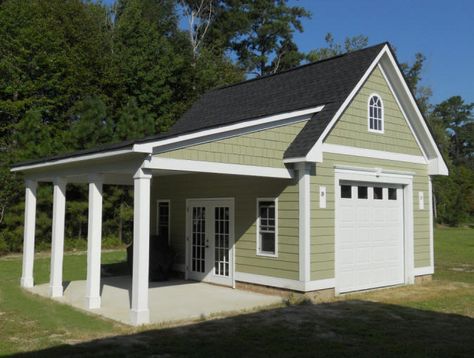 Future garage from RMG Construction. 18'x20' Garage with Hardi-Plank Siding, and 12'x18' Porch Garage Plans Detached, Shed With Porch, Plan Garage, Garage Addition, Small Garage, Garage Remodel, Barn Garage, Shed Plan, Backyard Sheds