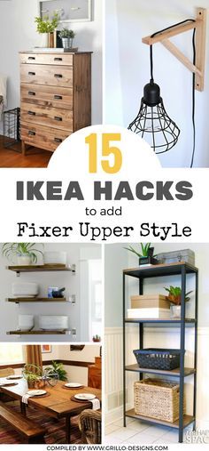 Are you looking to add Fixer Upper Style charm to your home but don't want to spend too much money? These clever DIY IKEA hacks are just what you need to get that farmhouse/industrial look you've always dreamed of! Ikea Industrial, Ikea Farmhouse, Easy Ikea Hack, Farmhouse Style Table, Farmhouse Industrial, Ikea Hack Ideas, Decor Ikea, Diy Ikea Hacks, Fixer Upper Style