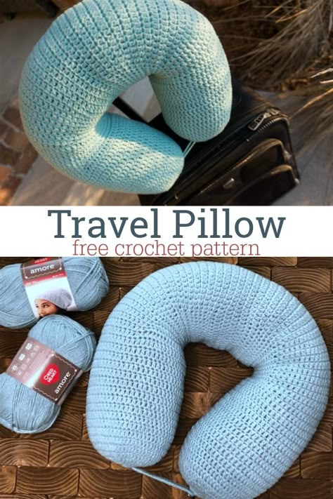 Are you a traveler? If you're a jet-setter and a crocheter, you'll want to whip yourself up a NEW crocheted travel pillow with this NEW pattern!  via @ashlea729 Flower Afghan, Travel Pillow Pattern, Crochet Travel, Crochet Pillow Pattern, Crochet Pillows, Crochet Cushions, Haken Baby, Crochet Pillow, Crochet Heart