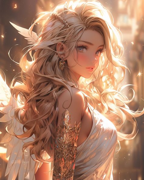 Goddess Of Love Art, Star Goddess Art, Girl In The Beach, Light Goddess, Blonde Hair For Hazel Eyes, Fantasy Goddess, Goddess Of Light, Aphrodite Art, Anime Goddess