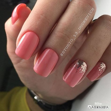 Photo Peach Acrylic Nails, Coral Pink Nails, Olive Nails, Glitter Nails Acrylic, Peach Nails, Coral Nails, Cute Gel Nails, Shellac Nails, Fabulous Nails