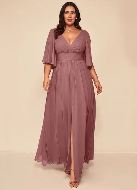 Mauve Bridesmaids, Mauve Bridesmaid Dress, Plus Size Bridesmaid, Azazie Bridesmaid Dresses, Bridesmaids Dress, Floor Length Dresses, Wedding Dress Styles, Custom Dresses, Color Style