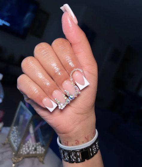 Fye Nails, Acrylic Toe Nails, Duck Nails, School Hair, Girly Acrylic Nails, French Tip Acrylic Nails, Simple Acrylic Nails, Short Square Acrylic Nails, Exotic Nails