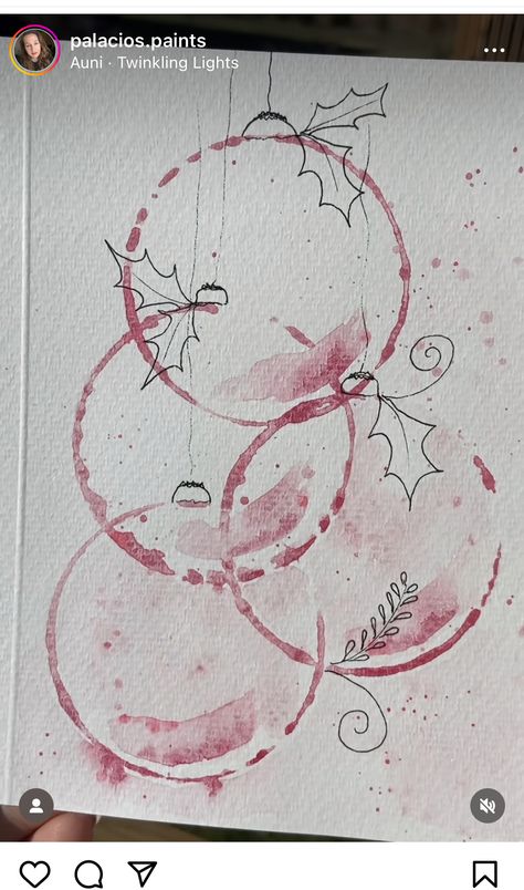 Happiness Painting Inspiration, Christmas Cards Astetic, Watercolor Christmas Ornament Cards, Water Colour Xmas Cards, Christmas Card Watercolours, Watercolor Greeting Cards Simple, Watercolor Xmas Card Ideas, Watercolor Christmas Cards Diy Ideas, Water Colour Christmas Cards Ideas