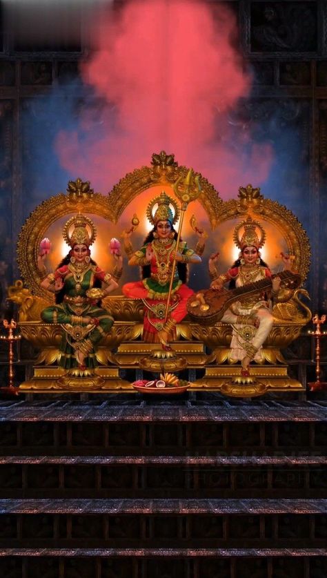 Tridevi Goddess Wallpaper, Tridevi Goddess, Ram Navami Photo, Laxmi Goddess, Goddess Kali Images, Huawei Wallpapers, Lucky Wallpaper, Happy Ganesh Chaturthi Images, Saraswati Goddess