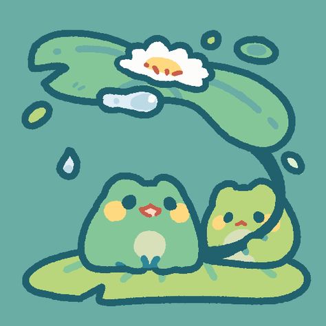 Cute Frogs Drawing, Frog Sitting Drawing, Frog Drawing On Lily Pad, Frog With Flower Hat Drawing, Frog On A Lilly Pad Drawing, Cute Frog On Lily Pad Drawing, Frog Umbrella, Lily Pad Drawing, Frog On Lillypad