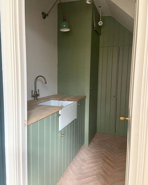 Sage Green Utility Room, Green Utility Room, Skirting Boards, Utility Room, Sage Green, Wall Lights, Cottage, Lighting, Wall