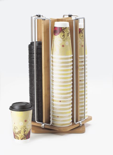 Revolving Bamboo Organizer Repurpose Disposable Coffee Cup Lids, Tumbler Display Setup, Custom Cabinet For Venti Cups, Starbucks Tumbler Organizer, Bamboo Organizer, Best Coffee Grinder, Bamboo Cups, Lid Organizer, Coffee Carts